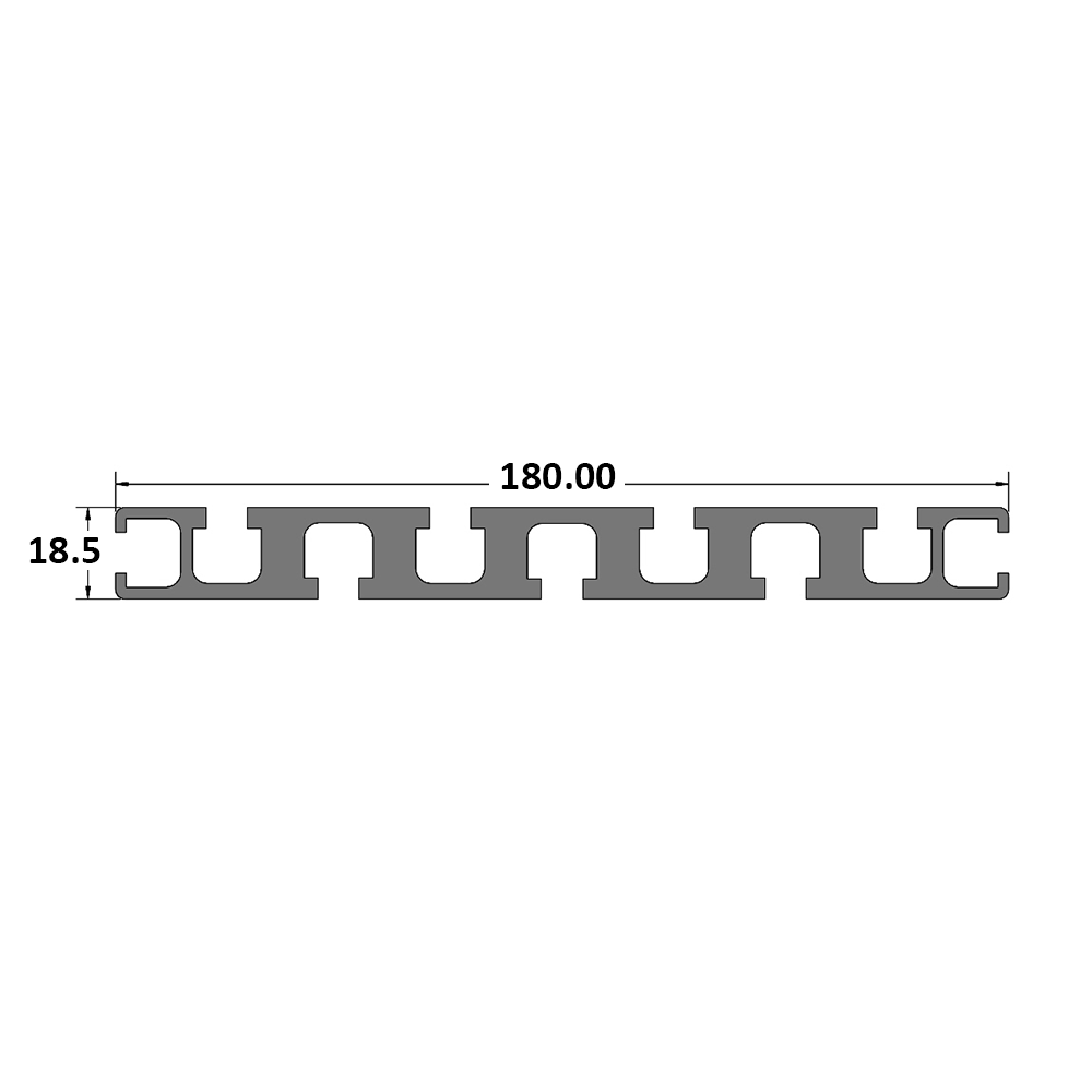 10-18018.5-0-12IN MODULAR SOLUTIONS EXTRUDED PROFILE<br>18.5MM X 180MM, CUT TO THE LENGTH OF 12 INCH